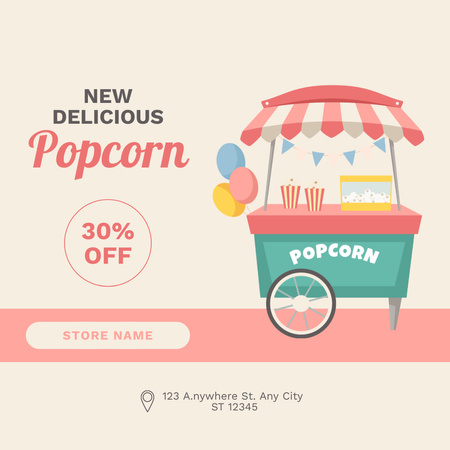 Ontwerpsjabloon van Instagram van Nieuwe heerlijke popcorn