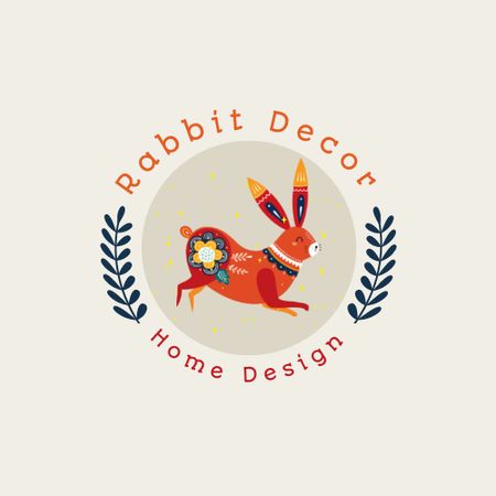 Ontwerpsjabloon van Logo van Design Studio Offer with Cute Rabbit