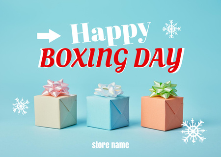Boxing day Greeting with Colorful Gifts Postcard Design Template