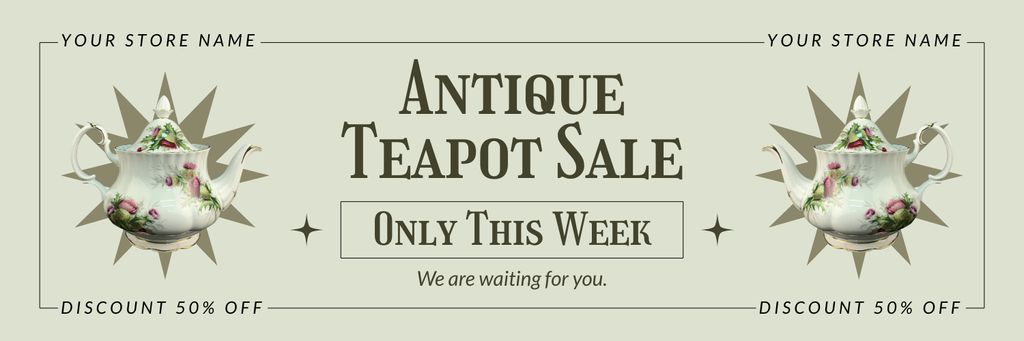 Antique Teapot With Flower Ornaments At Discounted Rates Twitter – шаблон для дизайну