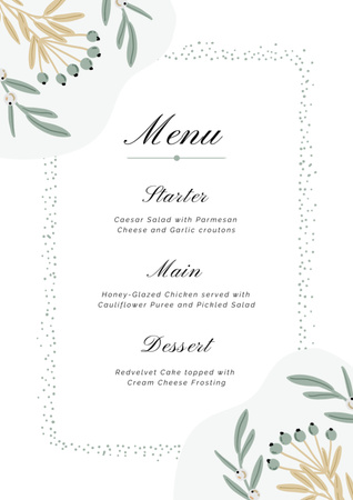 Designvorlage Simple Light Grey Wedding Dishes List für Menu