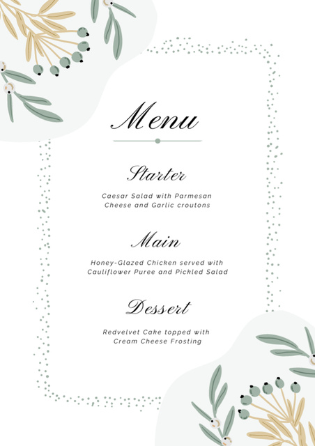 Simple Light Grey Wedding Dishes List Menu tervezősablon