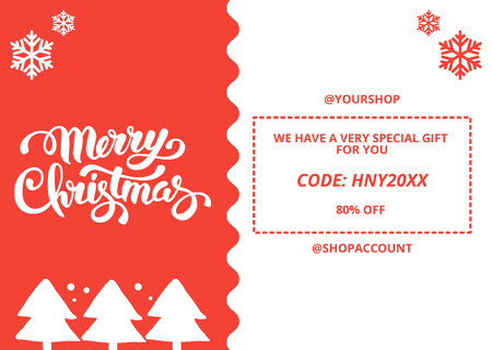 Lovely Christmas Greetings with Gift Promo Code Card Design Template