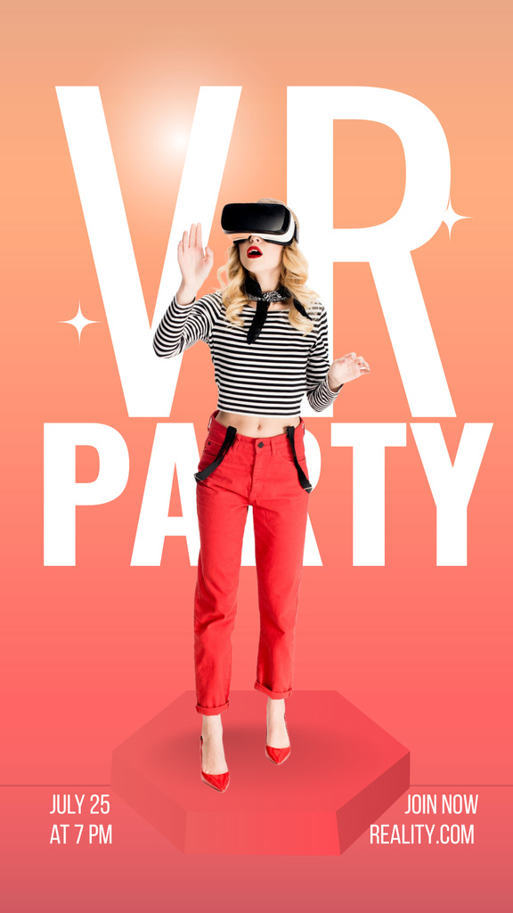 Virtual Party Announcement wuth Cute Blonde Instagram Story Design Template