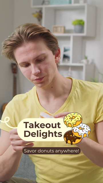 Mouthwatering Doughnuts In Shop Takeaway TikTok Video Modelo de Design