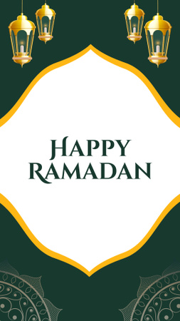 Ontwerpsjabloon van Instagram Story van Ik wens een gelukkige Ramadan met lantaarns
