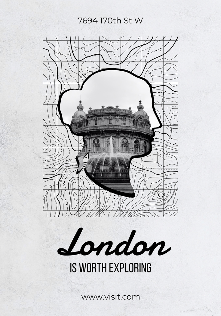 London Tour Announcement with Woman Silhouette Poster 28x40in Πρότυπο σχεδίασης