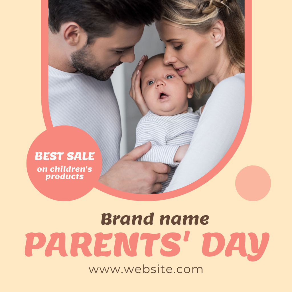 Happy Parents Holding Newborn Baby Instagram Design Template