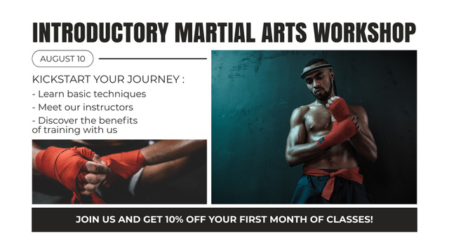 Discount On Introductory Martial Arts Workshop FB event cover Tasarım Şablonu