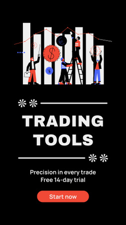 Promo Tools for Stock Trading on Black Instagram Story Design Template
