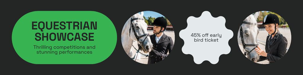 Szablon projektu Jockeys in Full Harness with Their Horses in Arena Twitter