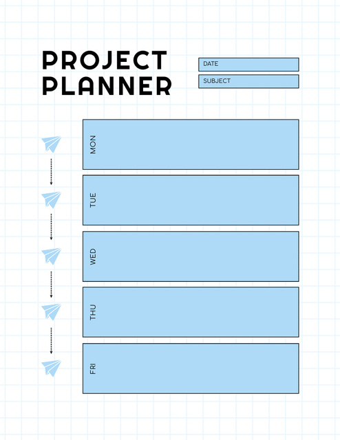 Corporate Project Weekly in Blue Notepad 8.5x11in Design Template