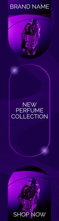 New Perfume Collection Announcement on purple Skyscraper Design Template