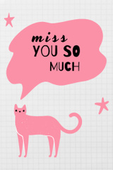 Miss You so Much Quote with Pink Cat And Stars