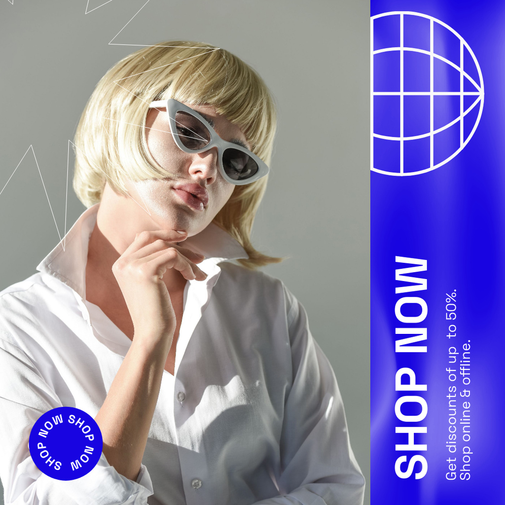 Modèle de visuel Stylish Sunglasses Offer With Discount In Shop - Instagram