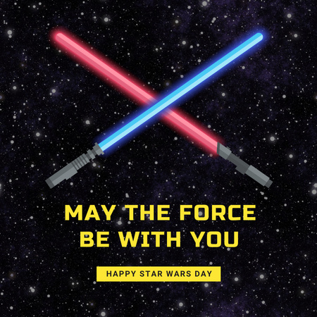 Star Wars Day with Lightsabers on Space Instagram Design Template