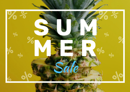Summer Sale Offer with Sweet Pineapple Flyer A6 Horizontal Design Template