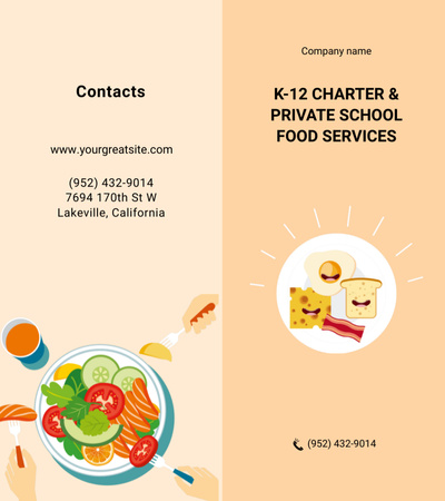 Orange'da Okul Yemek Hizmetleri Teklifi Brochure 9x8in Bi-fold Tasarım Şablonu