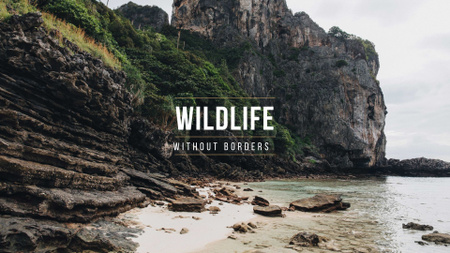 Wildlife Landscape with Scenic Rock Presentation Wide Design Template