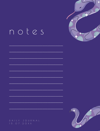 Plantilla de diseño de Espacio en blanco para notas con ilustración de serpientes Notepad 107x139mm 