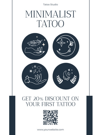 Platilla de diseño Minimalist Tattoos With Discount In Studio Offer Poster US