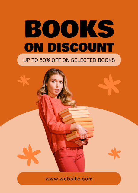 Ad of Books on Discount Flayer Design Template