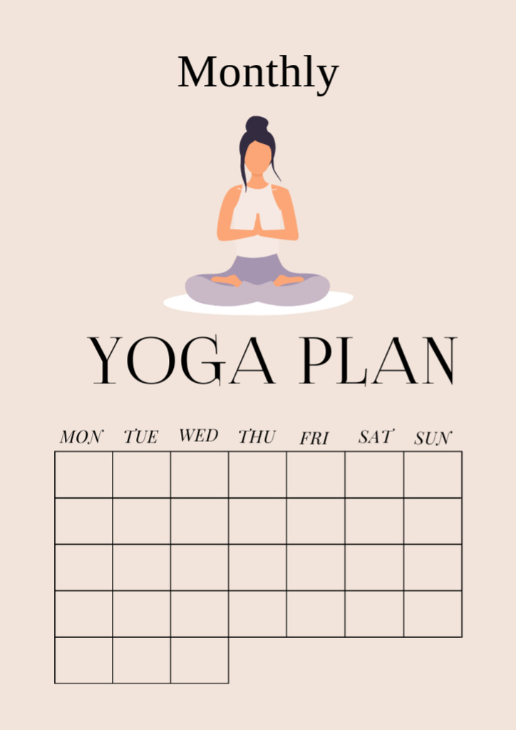 Monthly Yoga Plan Schedule Planner Tasarım Şablonu