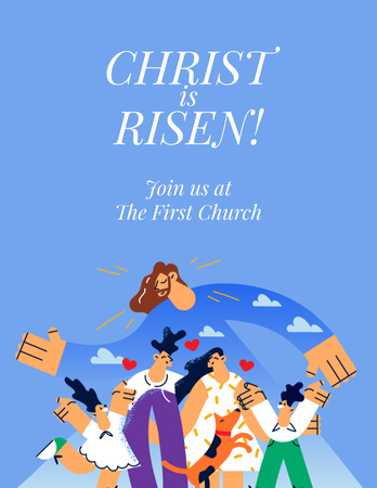 Easter Church Worship Announcement Flyer 8.5x11in Šablona návrhu