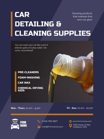 Ontwerpsjabloon van Poster US van Aanbieding van schoonmaakbenodigdheden voor auto