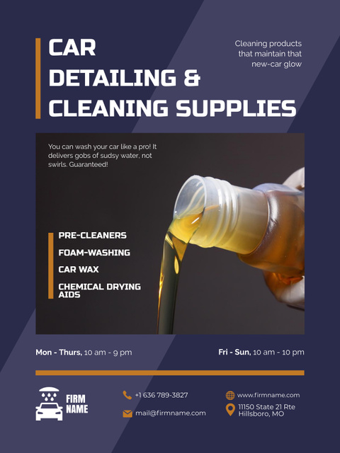 Plantilla de diseño de Offer of Cleaning Supplies for Car Poster US 