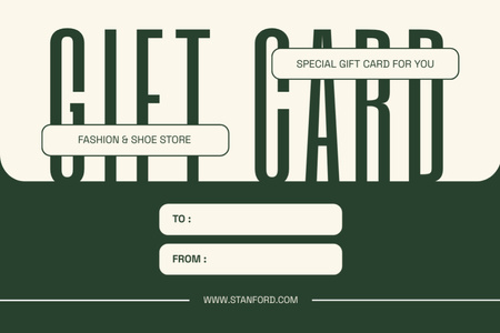 Gift Card to Fashion Shoe Store Gift Certificate Design Template