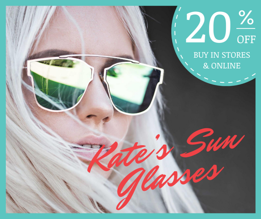 Fashion Accessories Ad Stylish Girl in Sunglasses Facebook Design Template