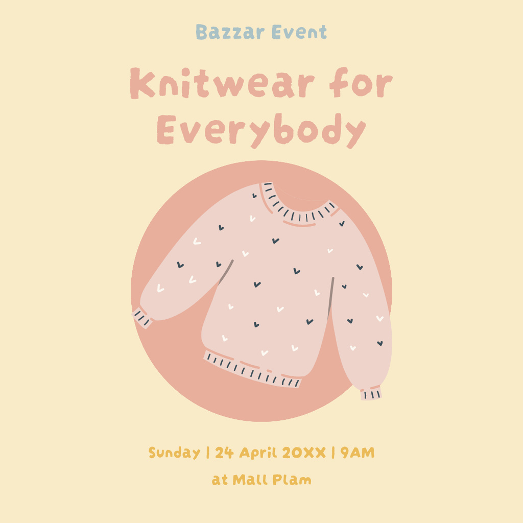 Ontwerpsjabloon van Instagram van Handmade Knitted Clothes Bazaar Announcement
