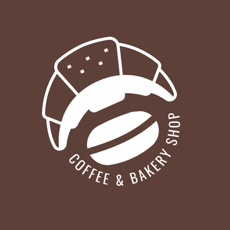 Bakery Emblem with Croissant in Brown Logo 1080x1080px Design Template