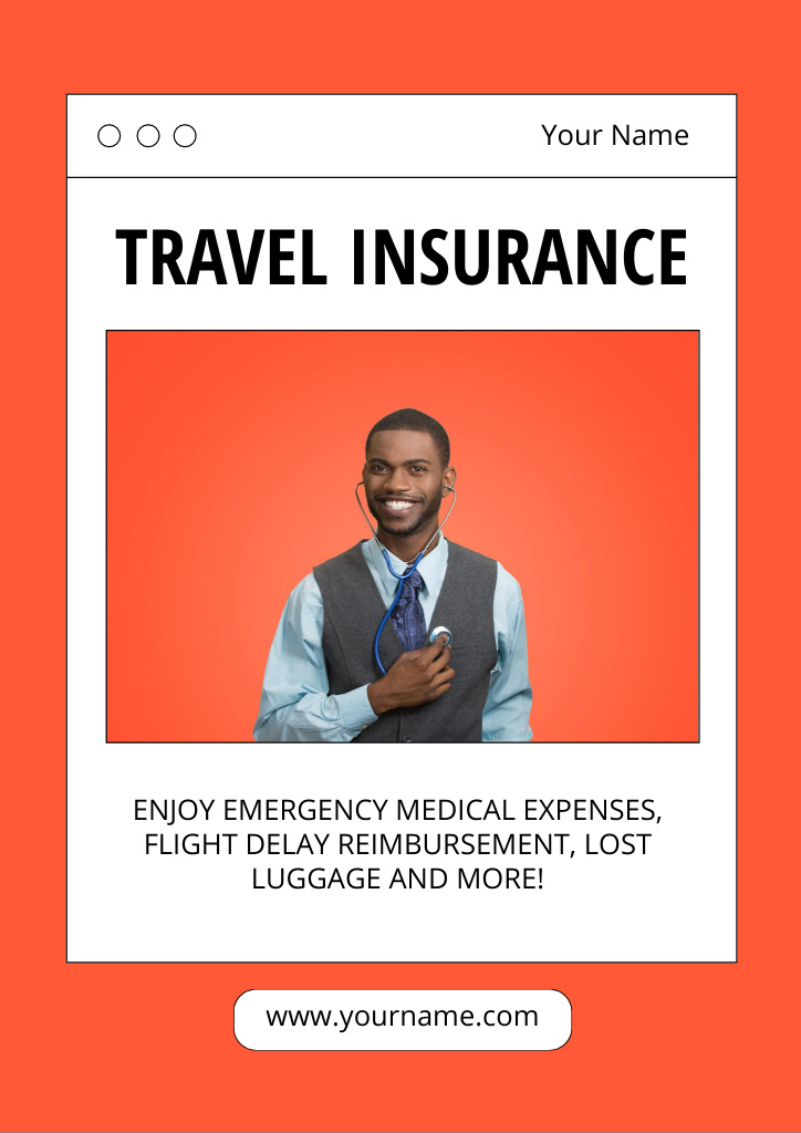 Travel Insurance Policy Flyer A4 Modelo de Design