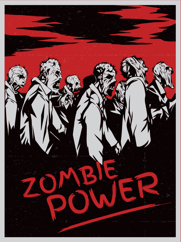 Zombie scary drawing in red Poster US Design Template