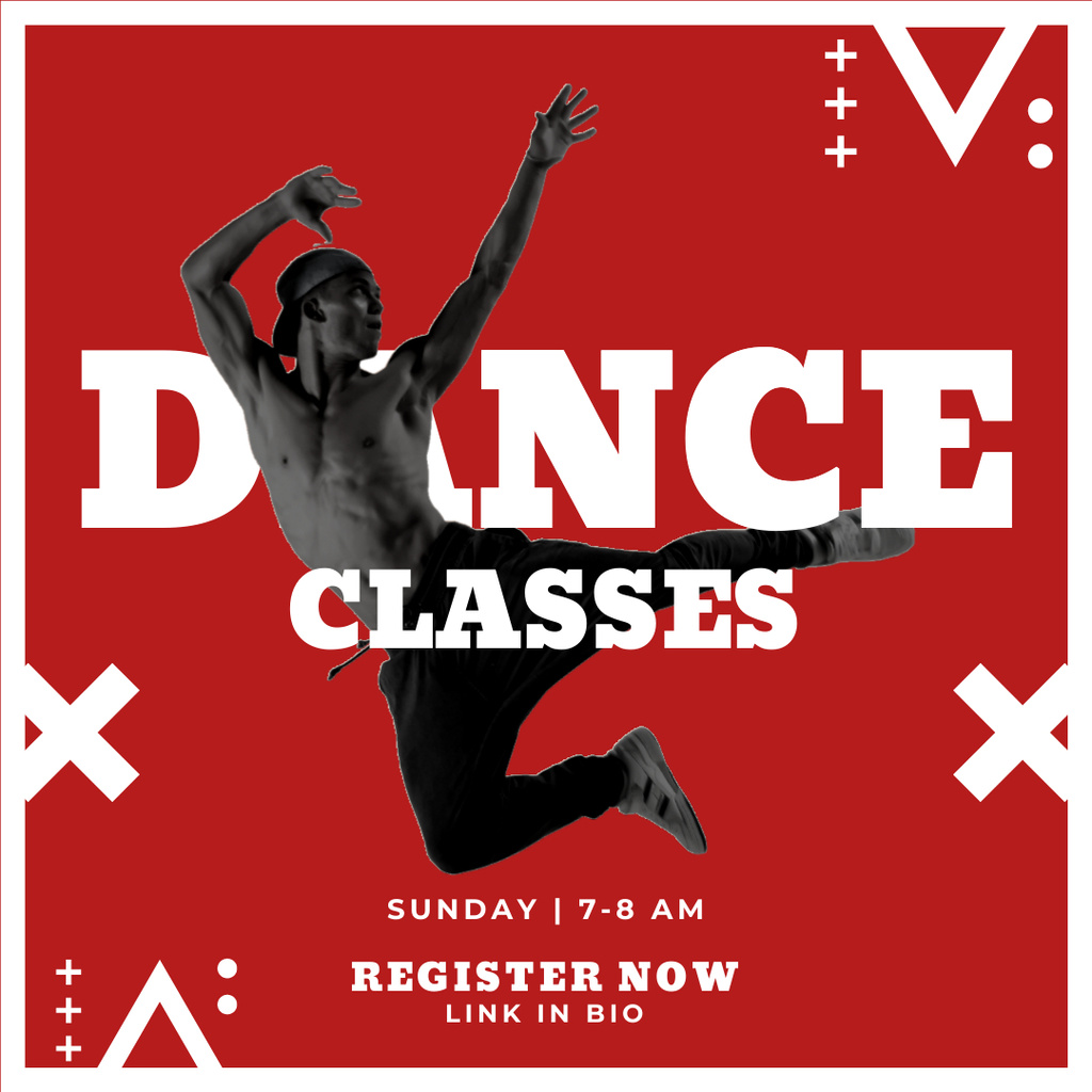 Designvorlage Promo of Dance Classes with Breakdancer für Instagram