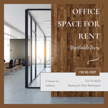 Cozy Wooden Office Space For Rent Offer Animated Post Design Template