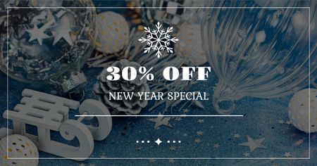 New Year Special Offer with Festive Decoration Facebook AD Design Template