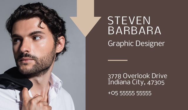 Graphic Designer Services Ad in Brown Business card Tasarım Şablonu