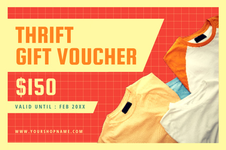 Pre-owned clothes retro style voucher Gift Certificate Design Template