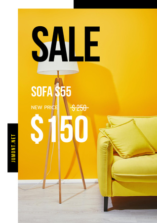 Platilla de diseño Yellow cozy Sofa Sale Poster