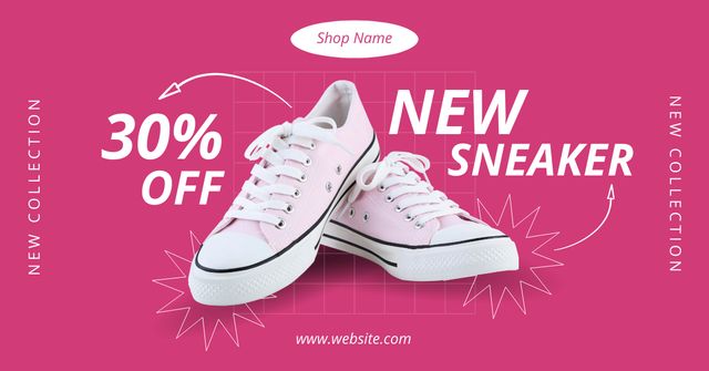 Platilla de diseño Discount on New Pink Collection of Sneakers Facebook AD