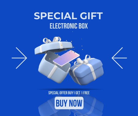 Szablon projektu pudełko elektroniczne specjalne prezent niebieski Facebook