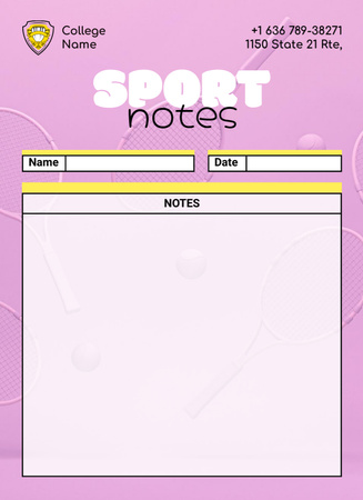 College Sport Diary Notepad 4x5.5in Design Template