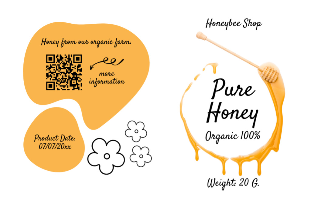 Pure Honey From Farm Offer Label Tasarım Şablonu
