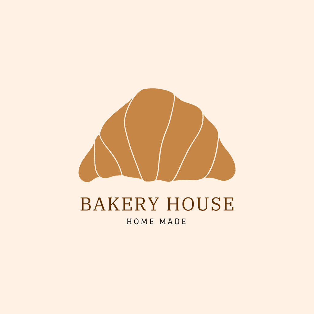 Bakery Shop Emblem with Appetizing Croissant Logo 1080x1080px Πρότυπο σχεδίασης