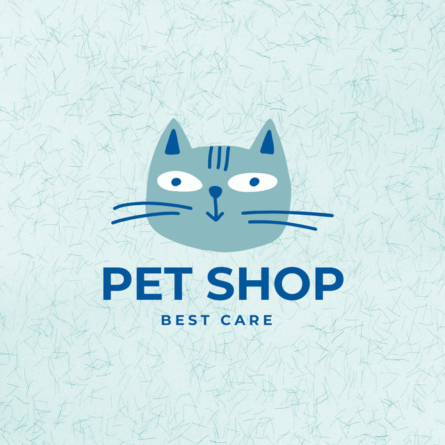 Blue Pet Shop Emblem Logo Design Template