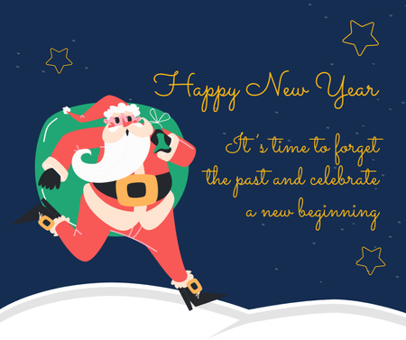 New Year Holiday Greeting with Santa Facebook Design Template
