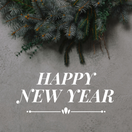 Pine Twigs And New Year Holiday Greeting Instagram – шаблон для дизайна